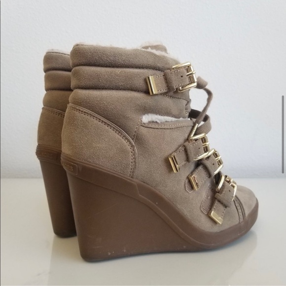 Michael Kors wedge fur booties ankle boots - Picture 5 of 10